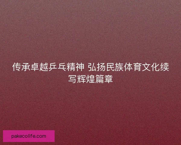 传承卓越乒乓精神 弘扬民族体育文化续写辉煌篇章