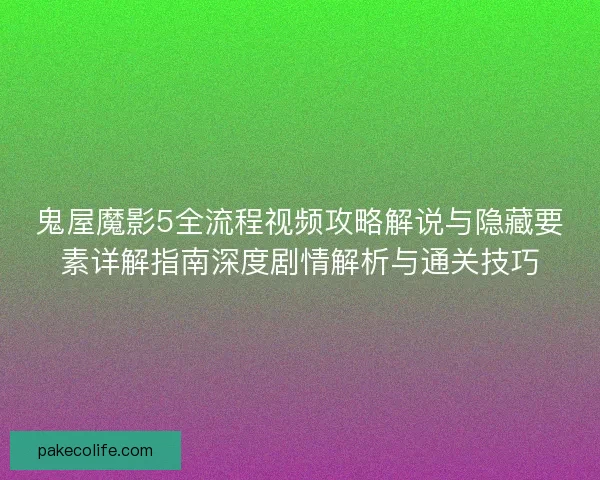 鬼屋魔影5全流程视频攻略解说与隐藏要素详解指南深度剧情解析与通关技巧