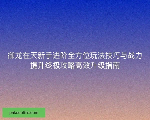 御龙在天新手进阶全方位玩法技巧与战力提升终极攻略高效升级指南